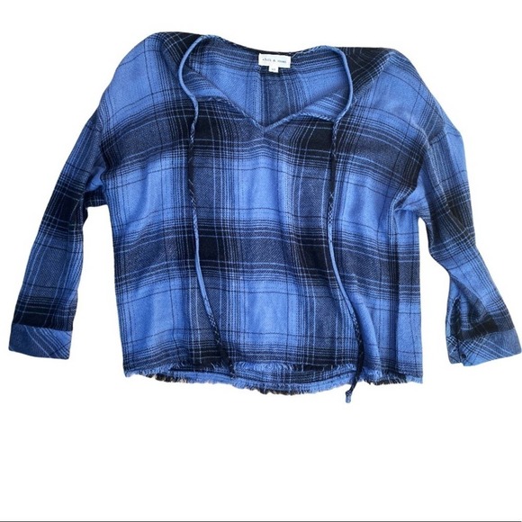 ANTHROPOLOGIE Blue Plaid Blouse Size XS - Picture 3 of 4